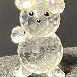 Swarovski 1990s Small Teddy Bear Crystal Figurine, 1.25”, DAMAGED