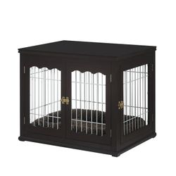 Unipaws Wire Dog Crate Furniture Style, Medium Pet Kennel, Brown