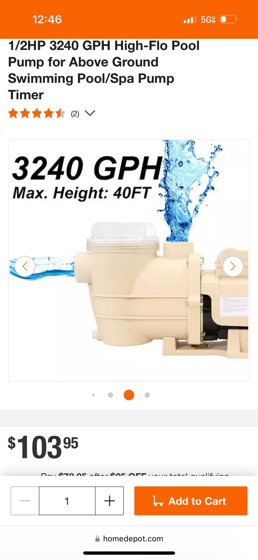 Pool Pump New With Timer 1/2HP
