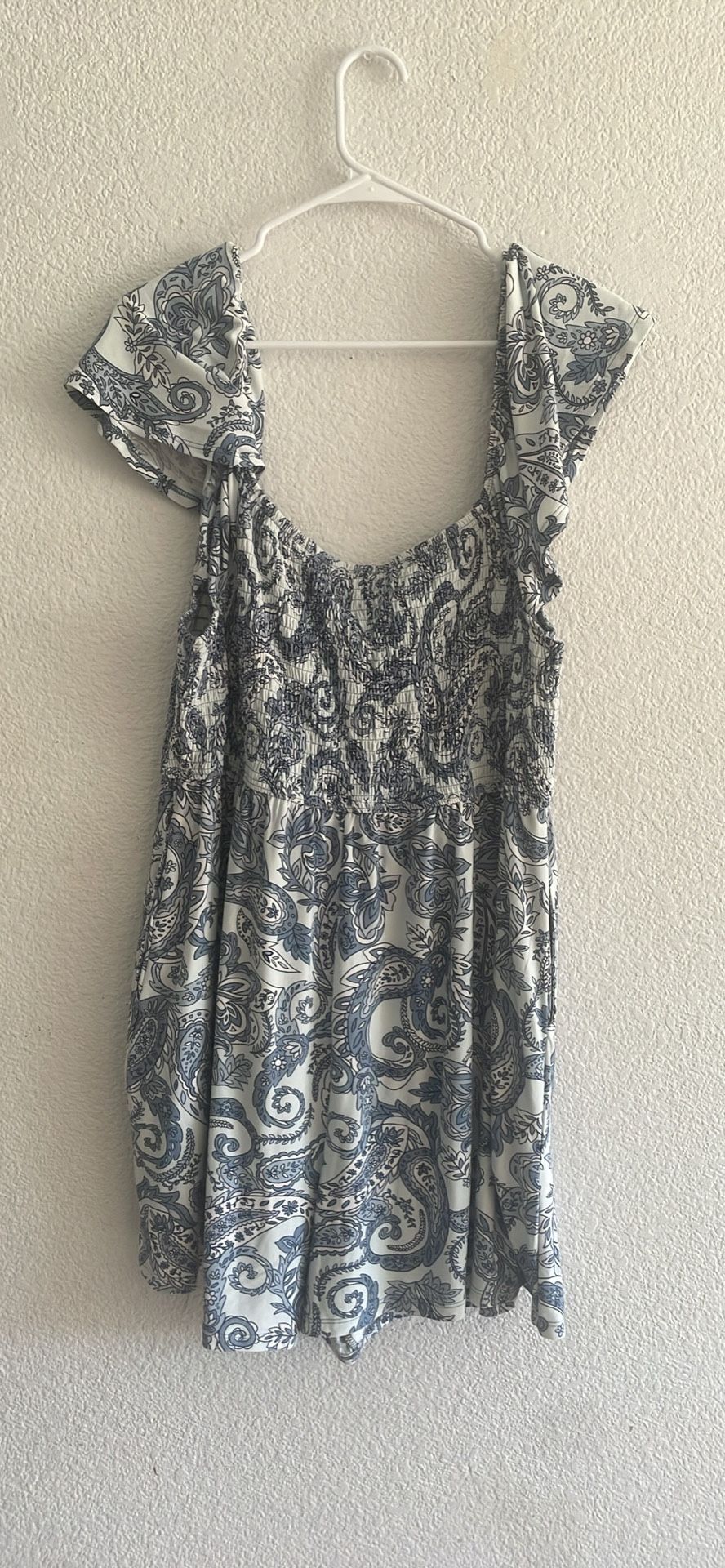 Cute plus size blue paisley patterned romper