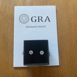 GRA Moissanite 1.0 Ct VVSI 925 Sterling Silver Earrings With Screws