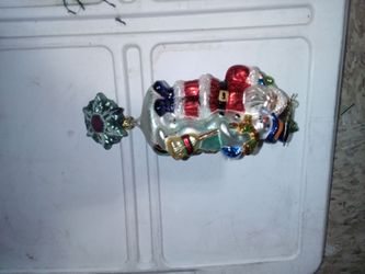 Santa and Snowman Glass Christmas Ornament