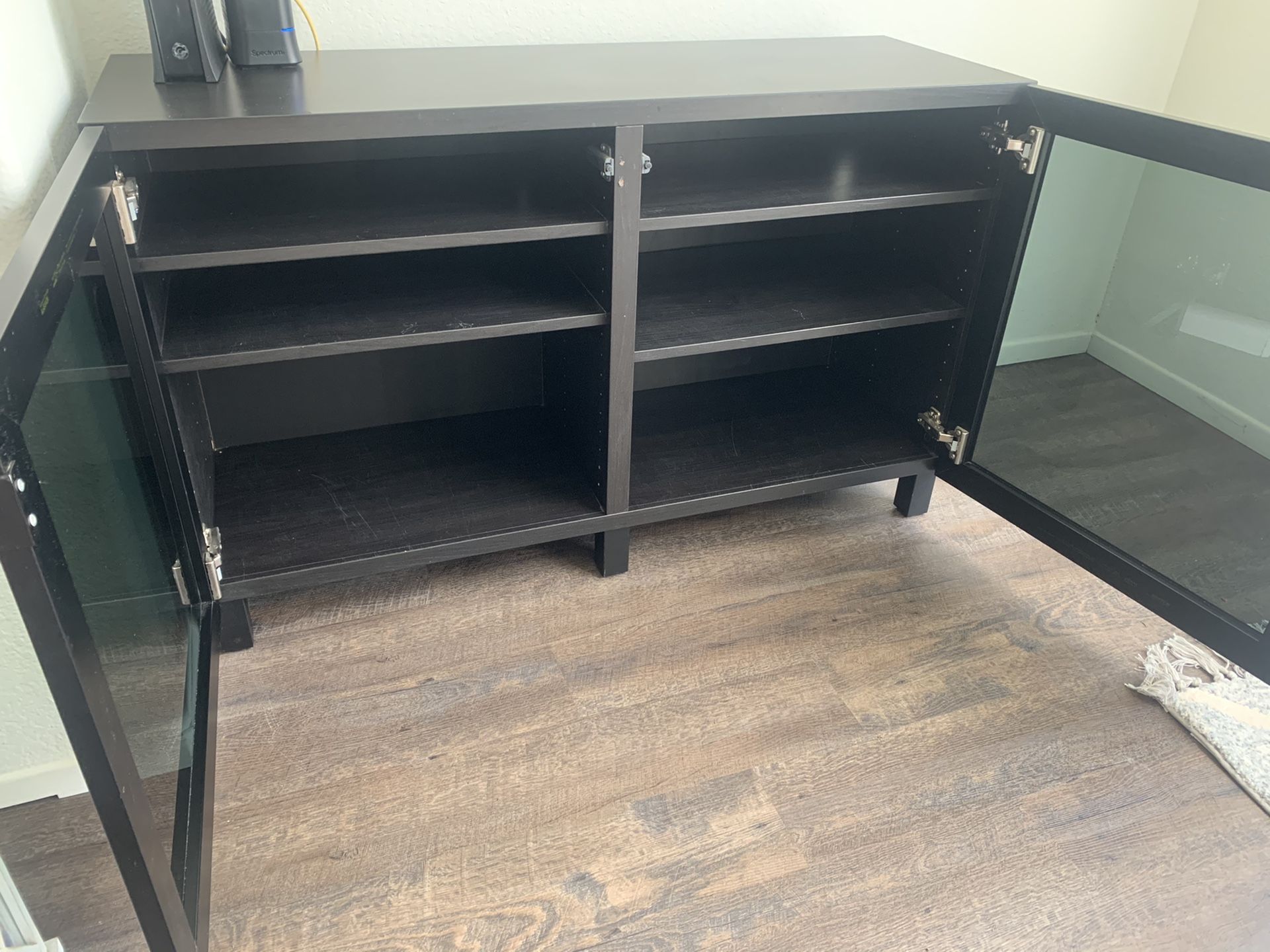 IKEA Black Media Console Cabinet with Adjustable Shelves