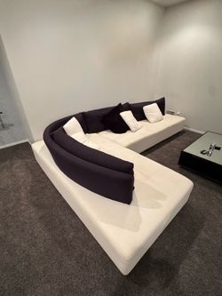 Modern Low-Profile Sectional Sofa - Black & Cream - $400