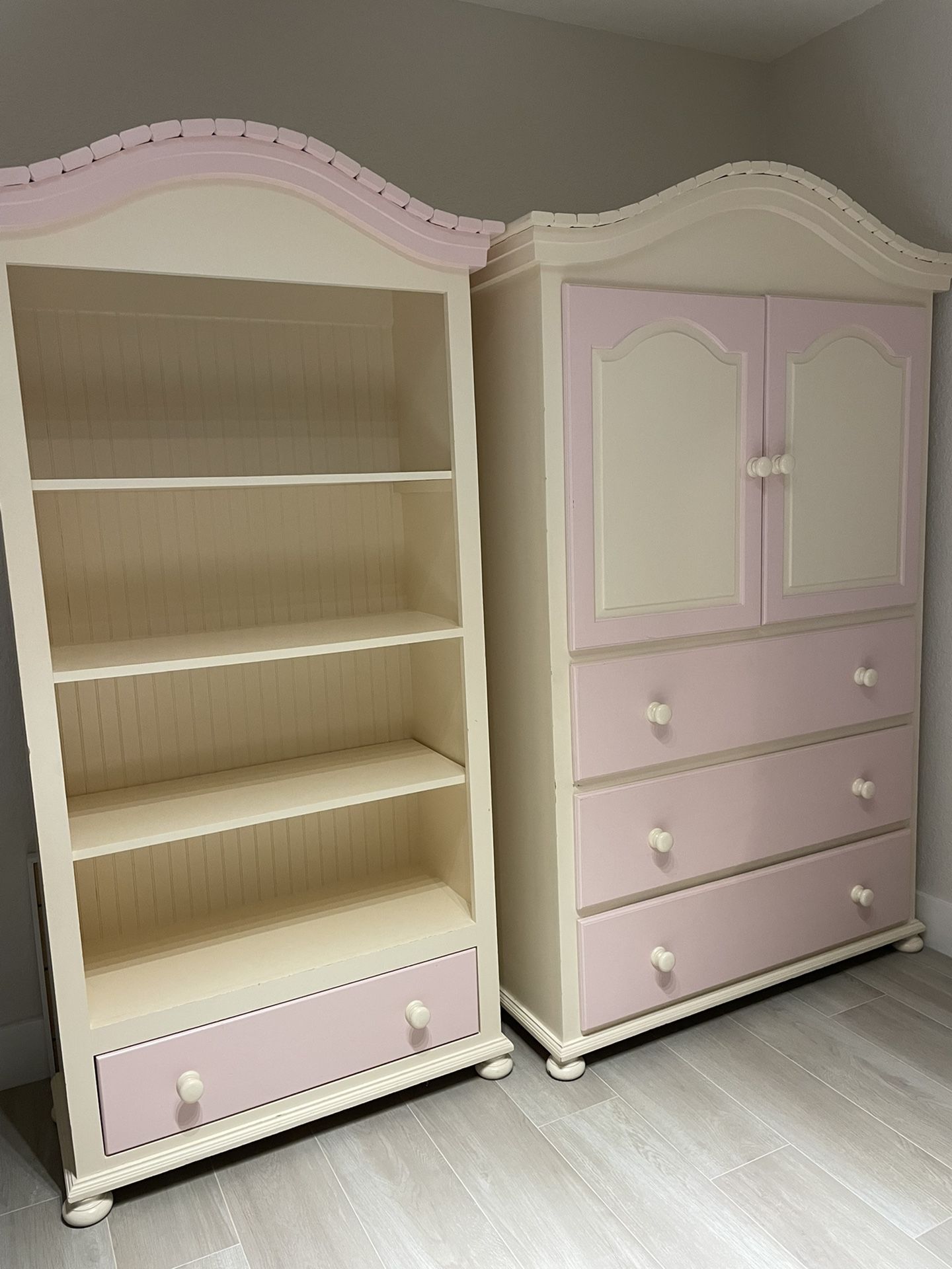 Custom Made Solid Wood Bedroom Set, Armoire Closet/ Drawer Set And Bookshelf