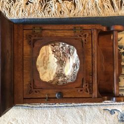 Antique Vintage Wood Box With Plate On Door