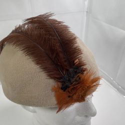 Vintage Women French Velvet Feather Hat Rare Find Free Shipping 