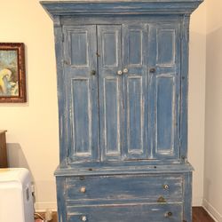 Rustic Distressed Blue Armoire / Wardrobe Cabinet