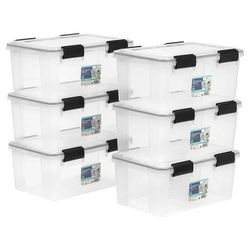 IRIS USA 19 QT WEATHERTIGHT Storage Box, 6 Pack, Pearl