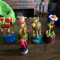 Lot Of Wooden Dancing Animal Figurines