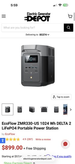 EcoFlow ZMR330-US 1024 Wh DELTA 2 LiFePO4 Portable Power Station,it’s staying on when it’s plugged in but doesn’t turn on when it out of plug,my be st