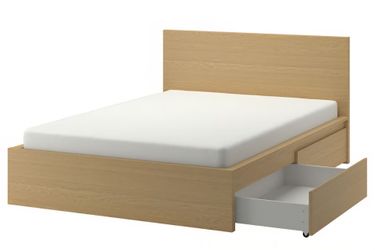 IKEA MALM Full Size Storage Bed Frame – Oak Veneer  - Very Good Condition