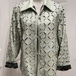 Women’s Sage Color Genuine Lambskin  Leather Pieces Jacket, Size L