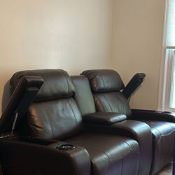 Leather Power Console Loveseat 