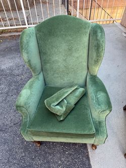 Green Velvet Wingback Chair (one)