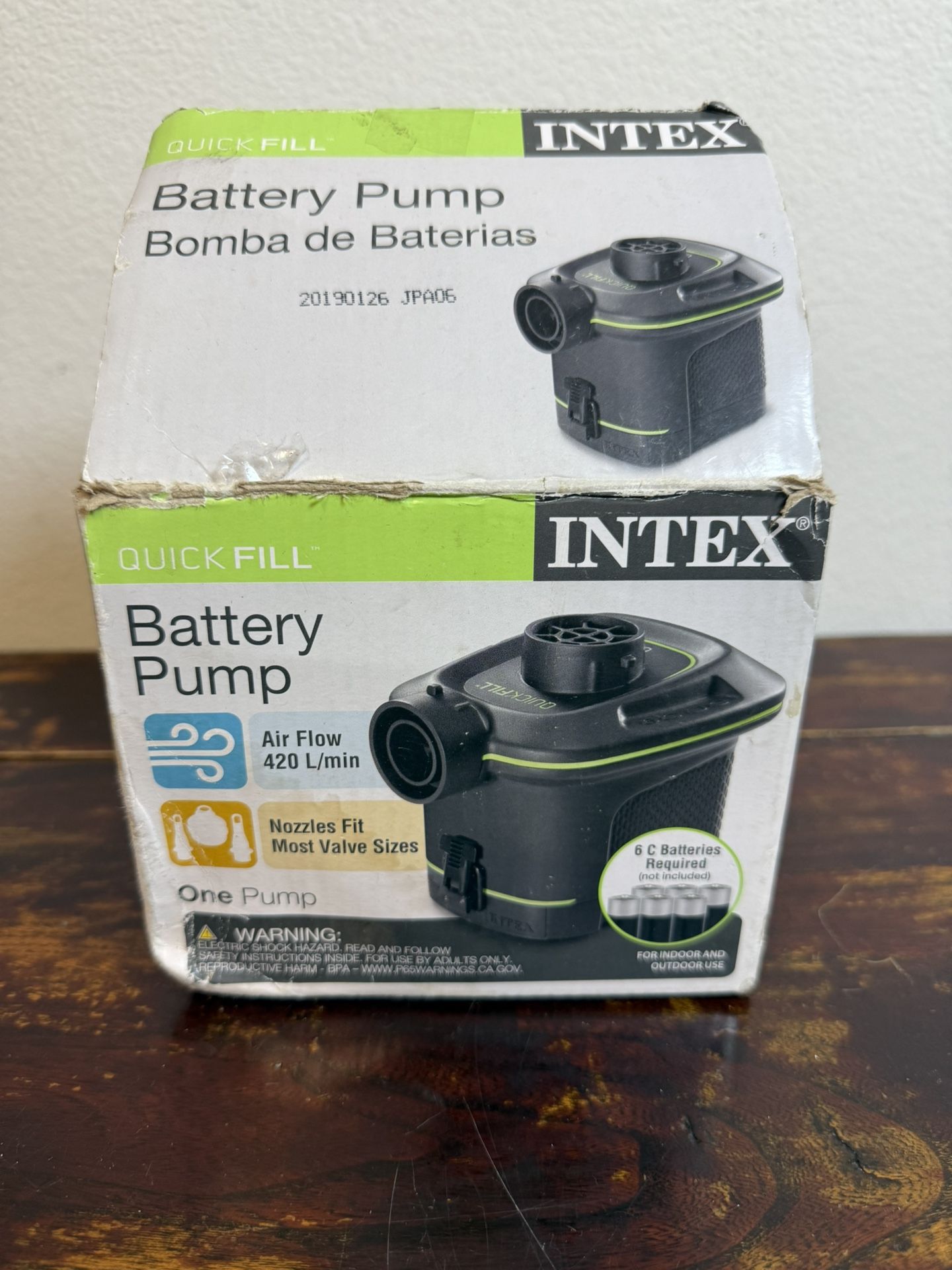 Intex Quick-Fill Battery Air Pump - portable, beach, camping