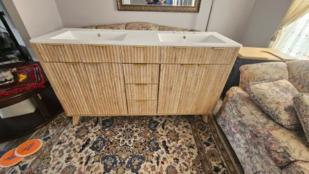 Brand new assembled 60 inch double sink vanity