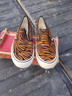 Tiger stripe slip on vans
