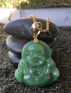 Dark Green Buddha 14k Gold filled Finish
