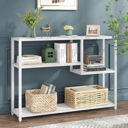 New 43" Console Table, Small Entryway Table with Storage Shelves