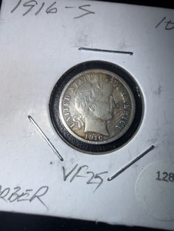 1916-S Barber Dime VF25 90% silver