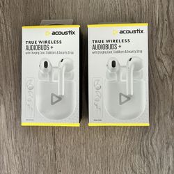 Acoustix True Wireless Audiobuds with Charging Case, Stabilizers & Security Strap