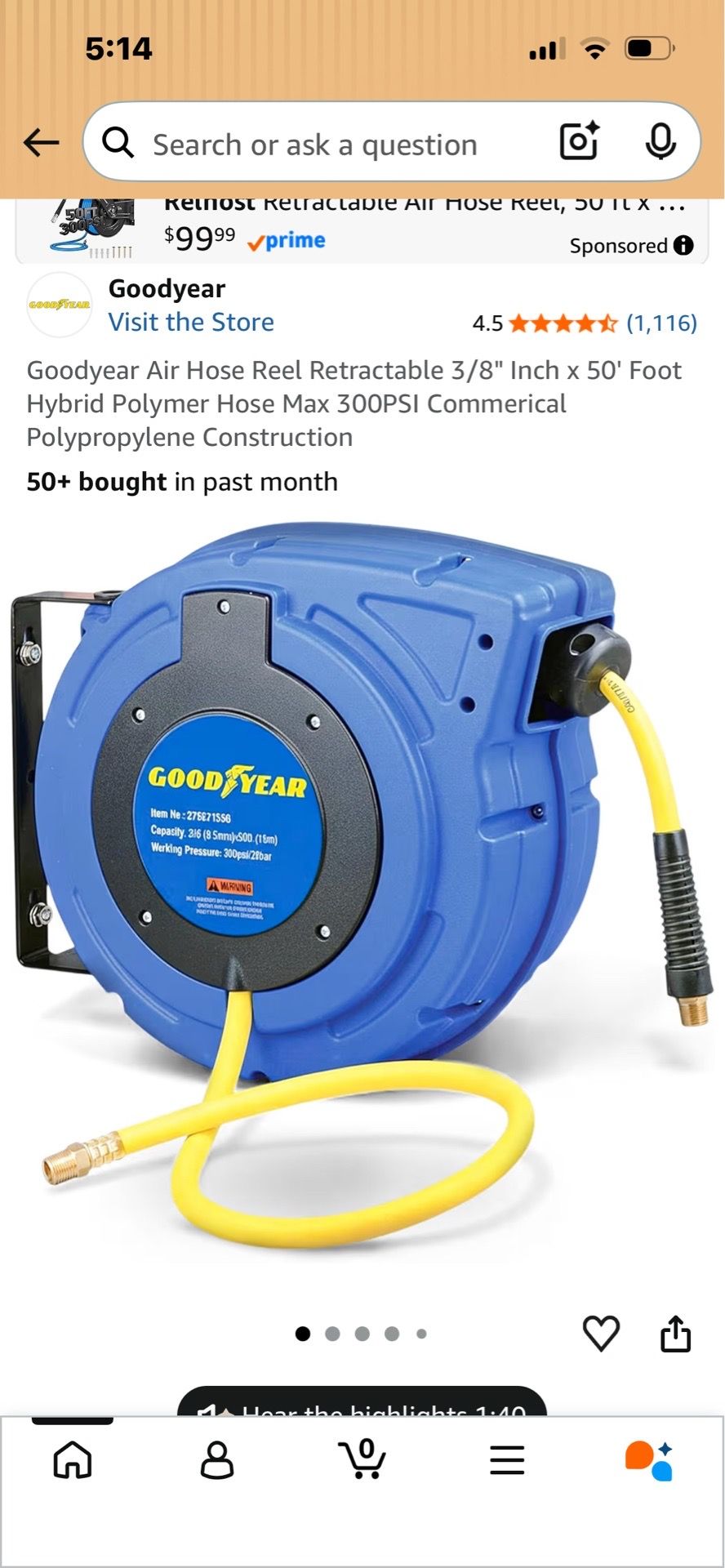 Retractable air hose