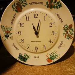 Vintage 1961 Ceramic General Electric Round Spice Kitchen Wall Clock - Made in W Germany


