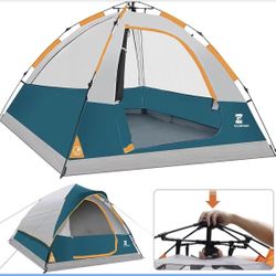 Pop Up Camping Tent - 4 Person Instant Easy Set Up Family Tent with Removable Rain Fly, Waterproof Windproof Automatic Tent for Outdoor Camping Hiking