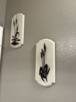 Vintage Handmade Metal And Wood Wall Art