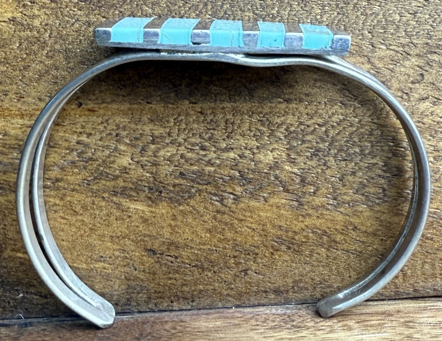 Vintage Taxco Sterling Silver Cuff Bracelet with inlaid turquoise stones