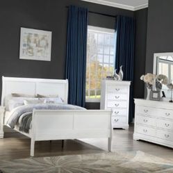 Queen Or Full Size Bed Frame  Dresser   Mirror And One Night Stand   Free Local Delivery
