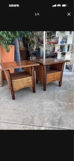 Antique bamboo Cane wood Endtables
