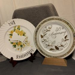 Beautiful 25th & 30th. Anniversary Plates