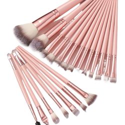 20 makeup brushes, full set of portable beginner blush brushes, beauty tools (20 pcs powder + rose gold)
