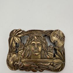 Vintage Brass Lillie Langtry Belt Buckle 2 1/4 X 3” Great Condition 