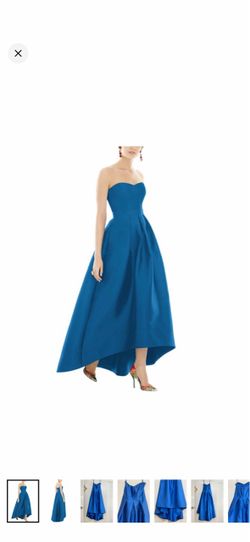 Blue Strapless High-Low Formal Gown