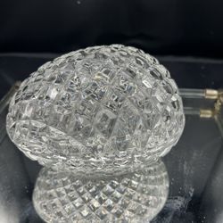 Large Vintage Diamond Cut Crystal Glass Egg Candy/ Trinket Dish- Jeanette Curios