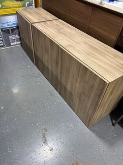 Wood Grain Laminate Storage Cabinet Set