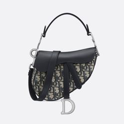 Christian Dior Blue Mini Saddle Bag With Strap