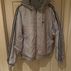 Men’s Reversible Adidas Coat Jacket 2XL Grey Navy  Hoodie