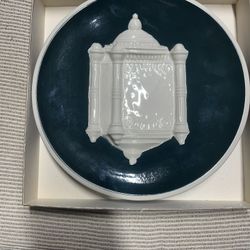 Vintage Marshall Fields Porcelain Plate With Raised 3-D Clock Design.