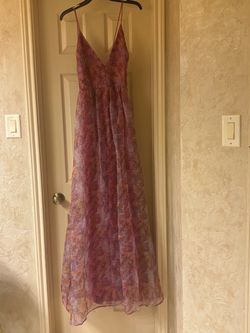 Lulus NWT Plum Floral Organza Deep V-Neck Maxi Dress - XL