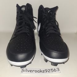 Nike Air Jordan 1 Mid MCS Baseball Cleats Black White AV5354-011 Size 16
