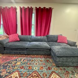 Cloud Couch + Ottoman – Blue Chenille – Professionally Cleaned – $800