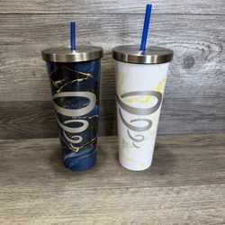 X2 Jamba Juice  Stainless Steel Cold Cup Tumbler 28 oz - EUC