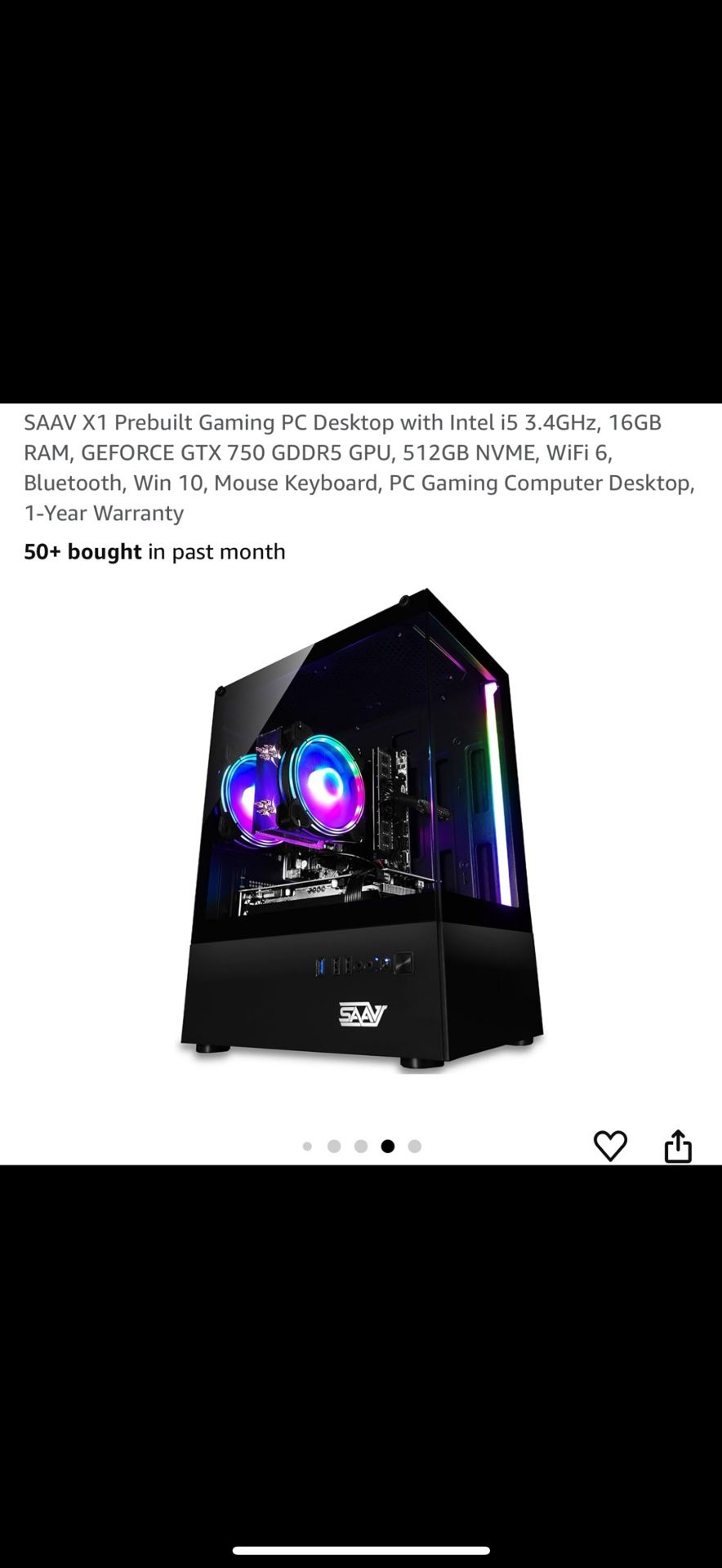 SAAV X1 Prebuilt Gaming PC Mouse Keyboard