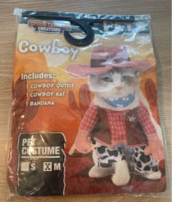 Cowboy Costume with Hat for medium size Cat / Adult cat , Halloween , New !
