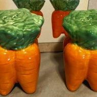 Pair Of Vintage  Carrots Porcelain Salt & Pepper Shakers