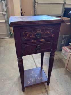 Vintage Wood Side Table with Two Drawers
